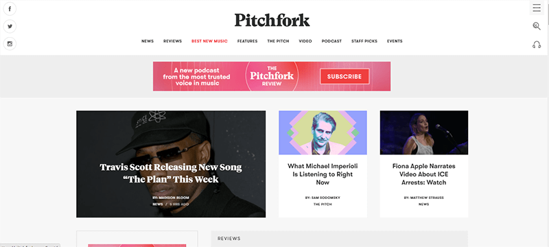 Pitchfork a Popular Music Blog