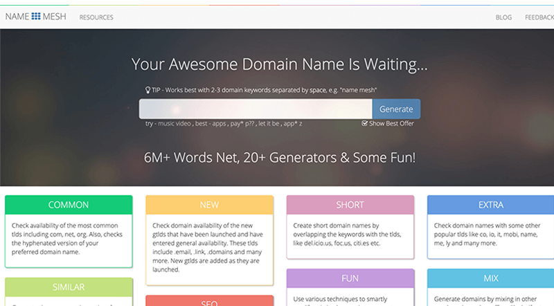 NameMesh Domain Name Generator