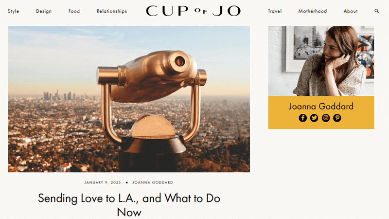 Cup Of Jo Personal Blog Example