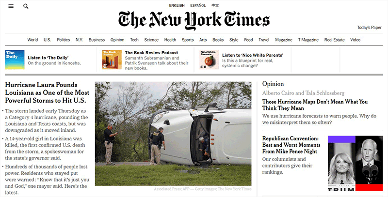 The New York Times News Site