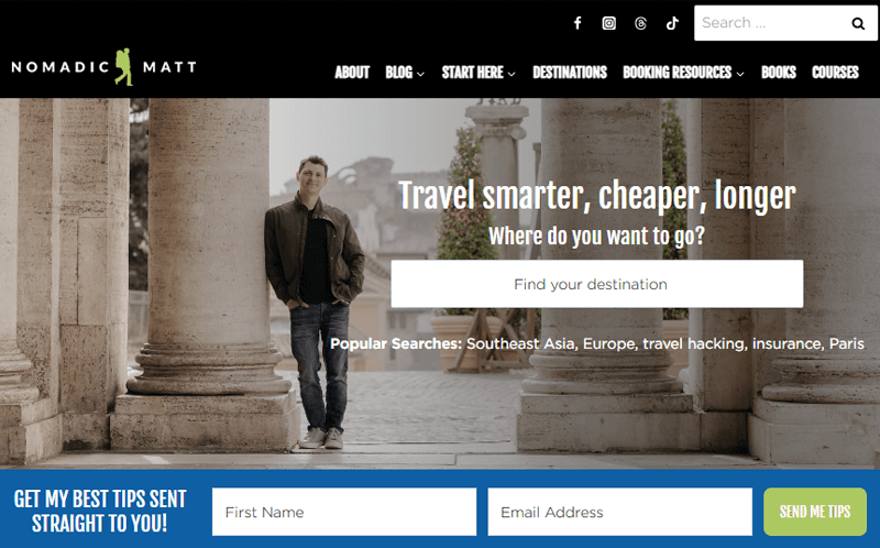 Nomadic Matt Travel Blog Example