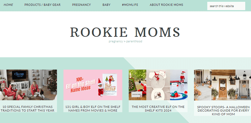 Rookie Moms Parenting Blog Example