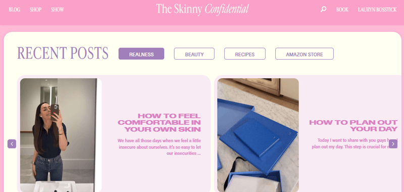 The Skinny Confidential Lifestyle Blog Example