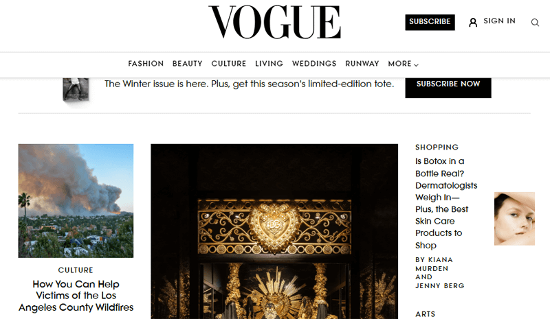 Vogue Fashion Blog Example