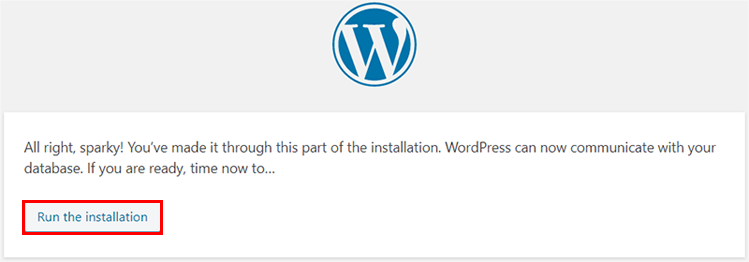 Run the Installation of WordPress