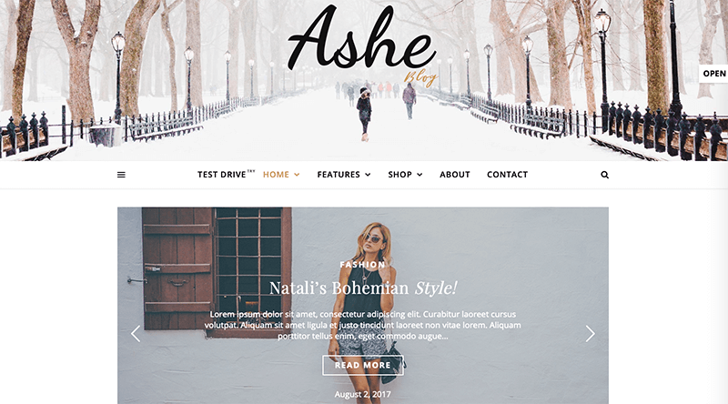 Ashe feminine WordPress blog theme