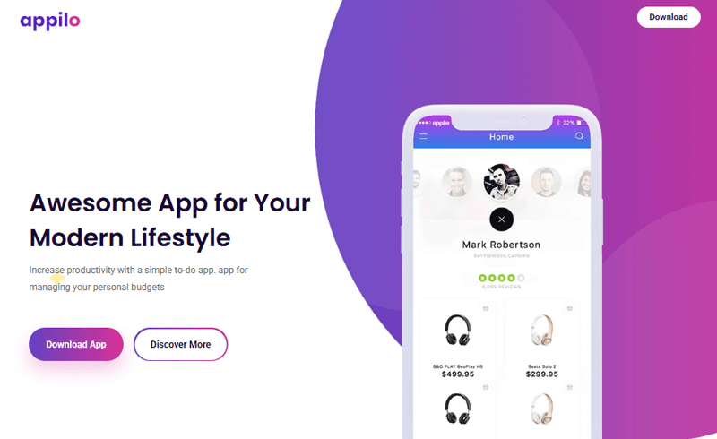 Appilo Landing Page WordPress Theme