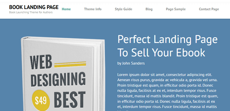 Book Landing Page WordPress Theme