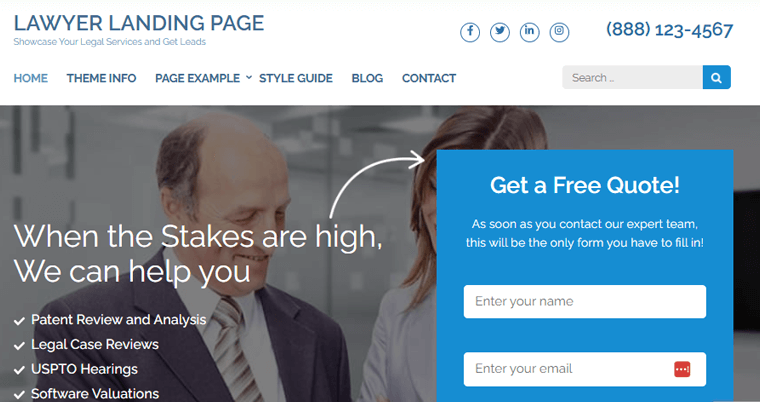 Lawyer Landing Page Theme