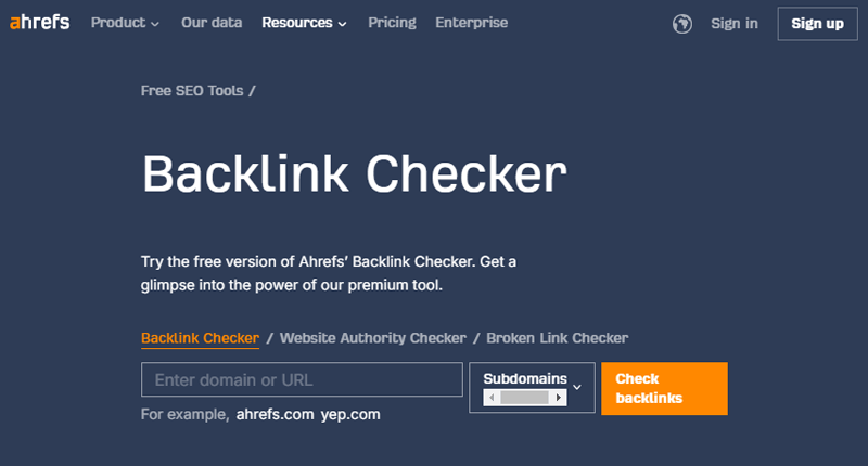 Ahrefs Backlink Checker