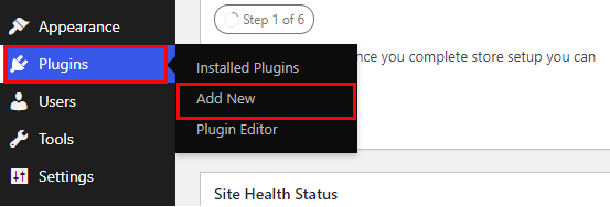 Navigating to New Plugins in Dashboard