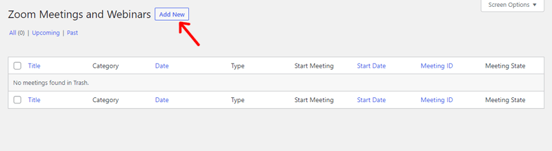 Adding New Meeting on Dashboard