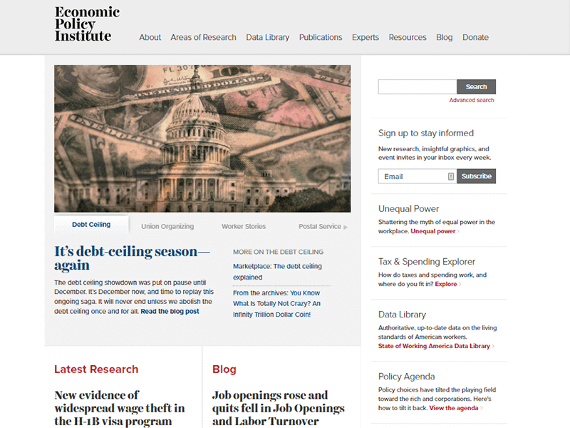 Economic Policy Institute Organizational WordPress Website Example