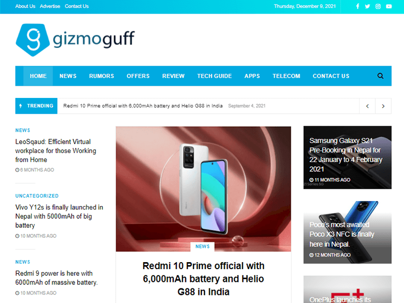 GizmoGuff News WordPress Website