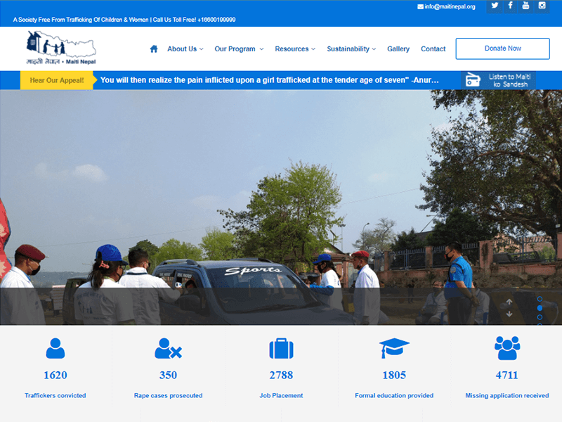 Maiti Nepal Organizational WordPress Website Example