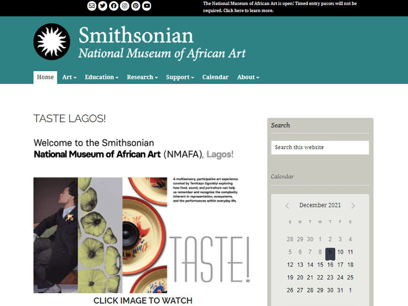 Smithsonian Educational WordPress Website Example