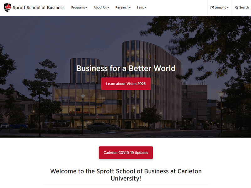 Sprott School of Business Educational WordPress Website Example