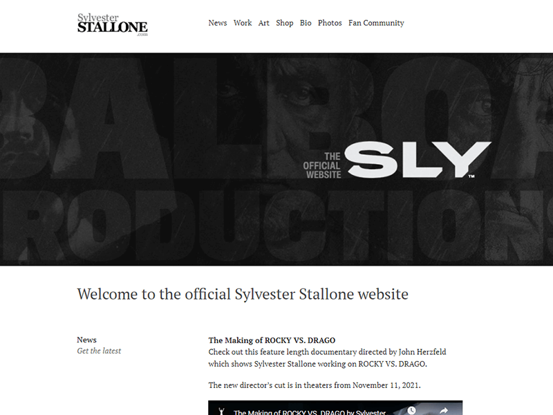 Sylvester Stallon Gilbert Personal a WordPress Website Example