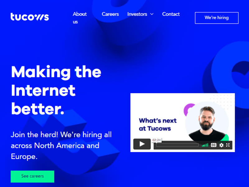 Tucows Business Website Made Using WordPress