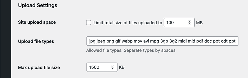 Configure Upload Settings