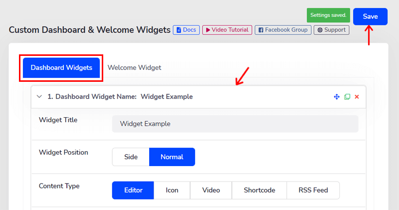 Creating the Dashboard Widget for Customizing WordPress