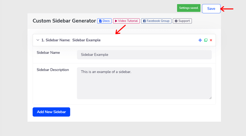 Create and Save Sidebar to Customize WordPress Dashboard