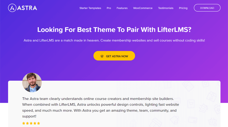 Astra LifterLMS Compatible Theme