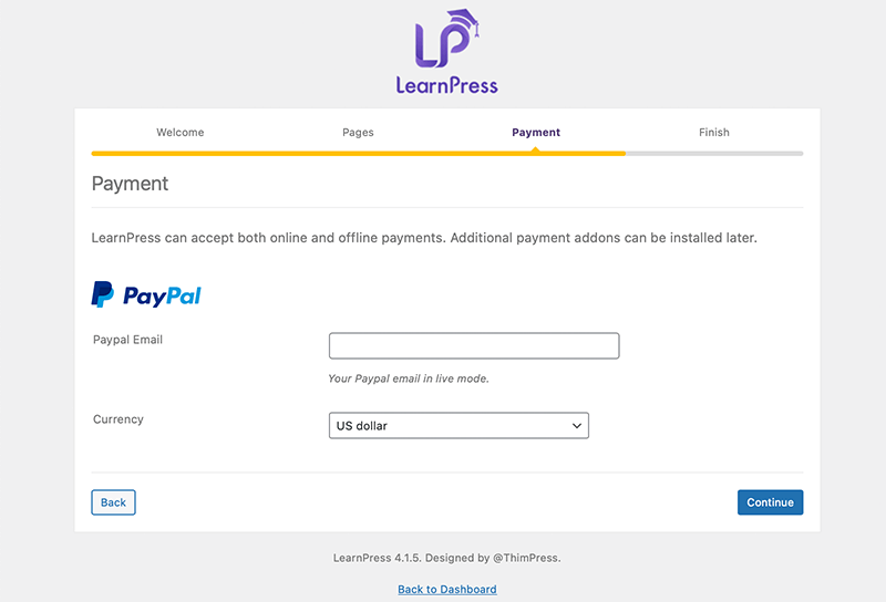 LearnPress Payment Setup Wizard