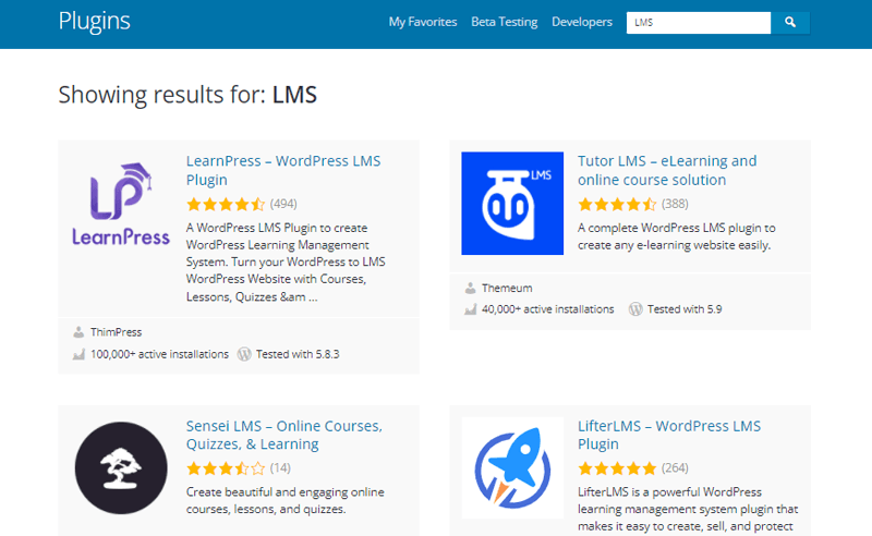 LMS WordPress.org Search Results