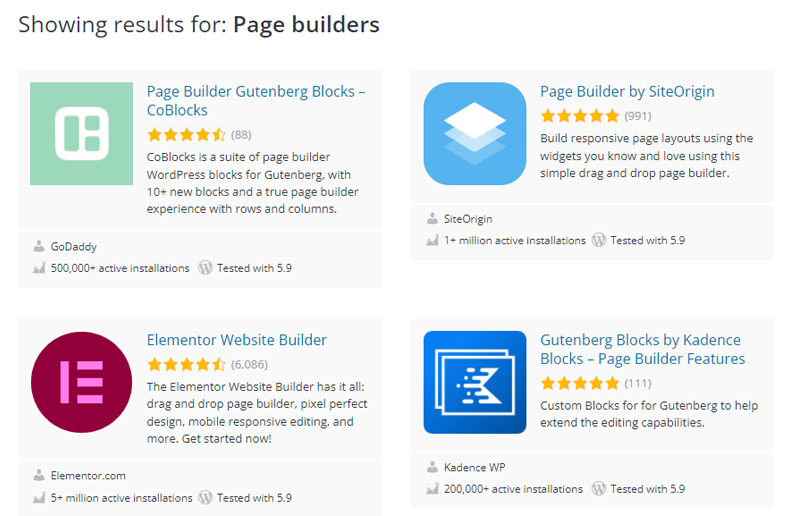 Altenative Page Builder Lists for Elementor