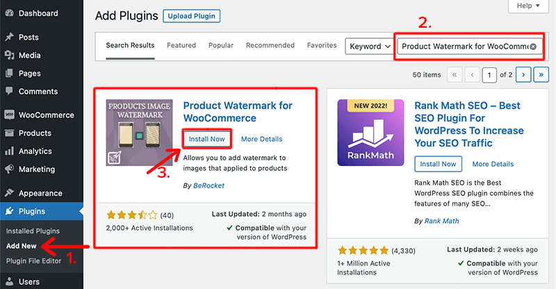 Install Product Watermark for WooCommerce Plugin