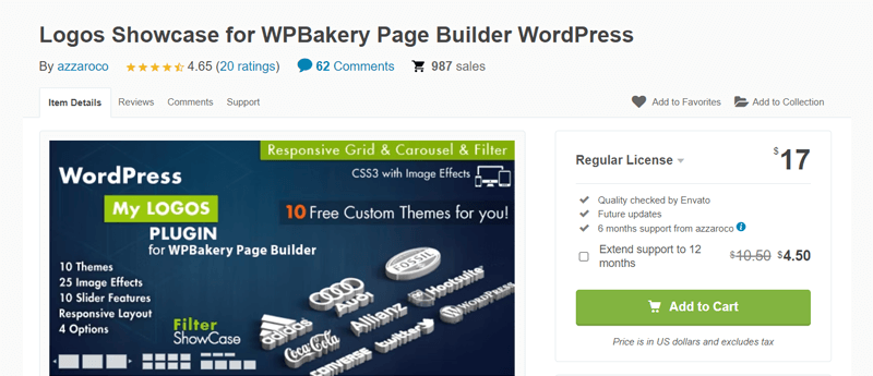 Logos Showcase for WP Baker Page Builder WordPress