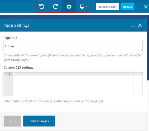 Page Settings of WPBakery