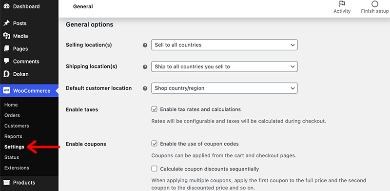 WooCommerce General Settings for Marketplace Website