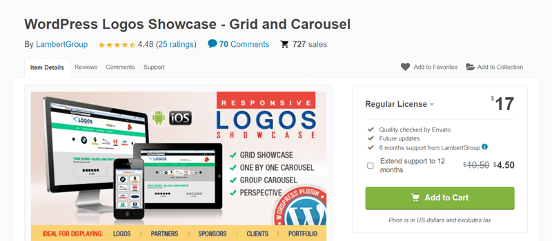 WordPress Logos Showcase Grid and Carousel