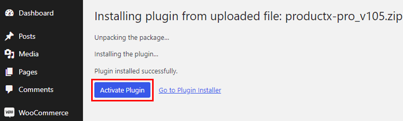 Activate the Pro Version of PoductX Plugin