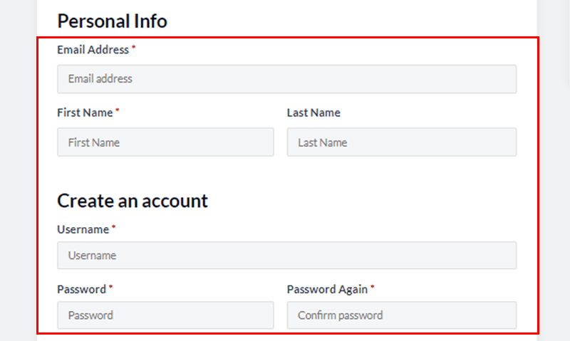Fill in the Required Details & Create Account
