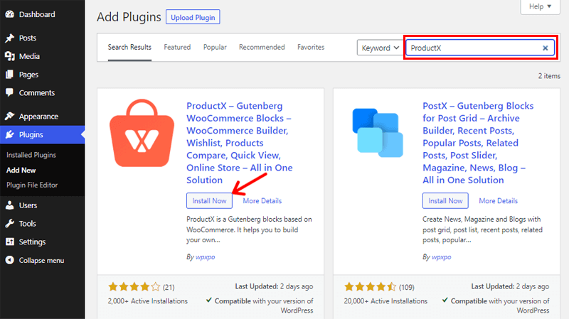 Installing ProductX Plugin to Create WooCommerce Product Category Grid Plugins 