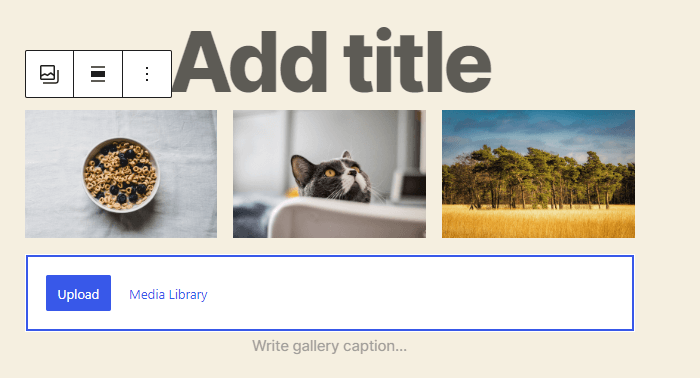 Upload Three Images in a Gallery Block