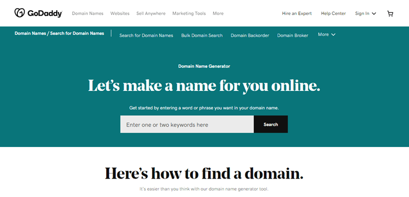 GoDaddy Domain Name Generator