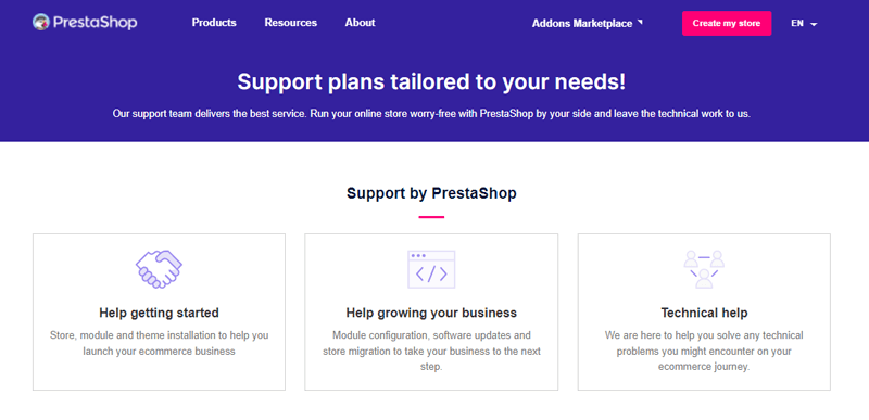 PrestaShop Support Page