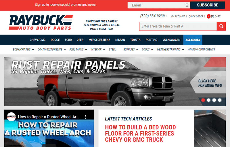 Raybuck Auto Body Parts WooCommerce Website