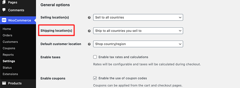 Enable Shipping Location to All Countries