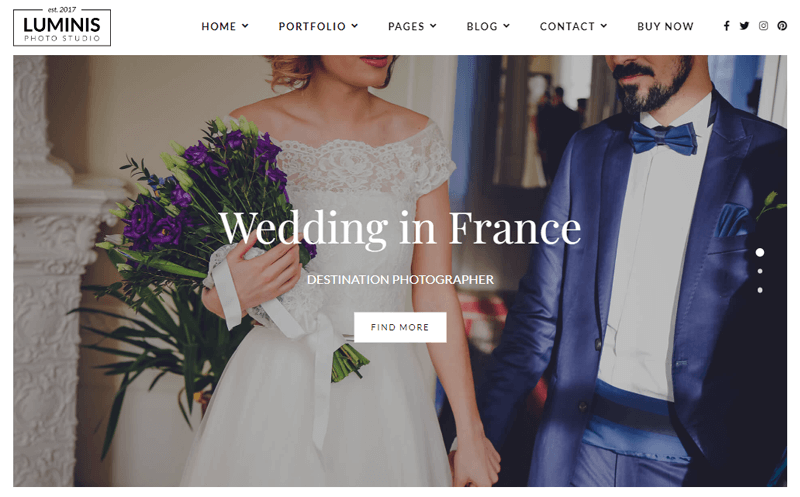 Luminis - Wedding Photographer WordPress Theme