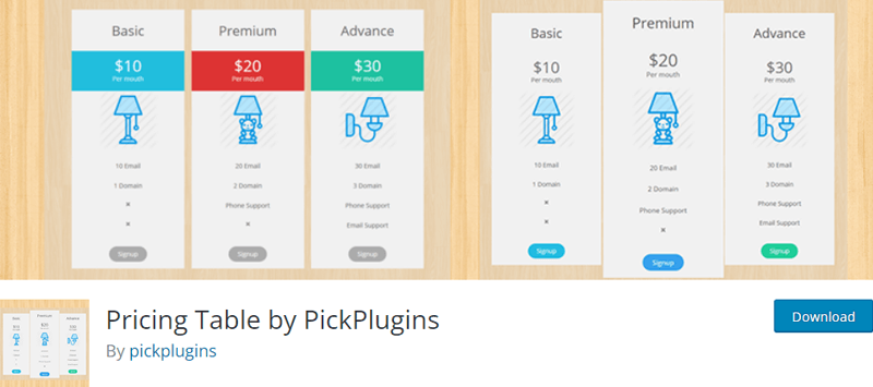 Pricing Tables for WordPress Websites by PickPlugins