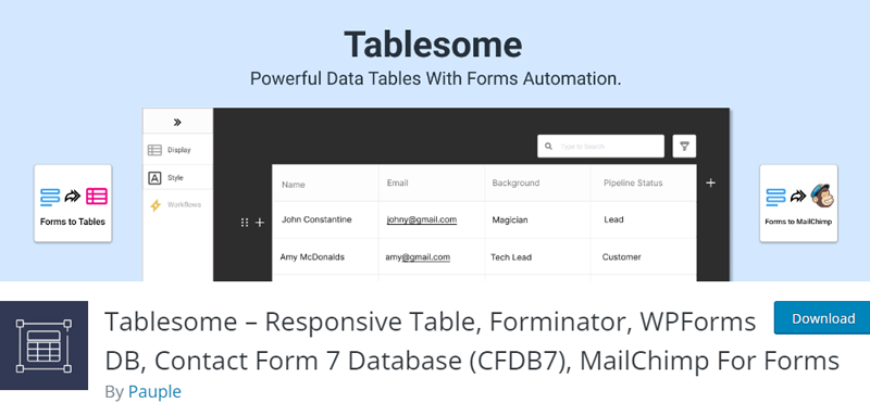 Tablesome Responsive WordPress Table Plugin