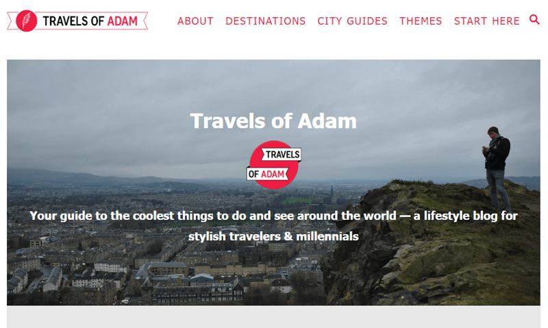 Travels of Adam Blog Website Example
