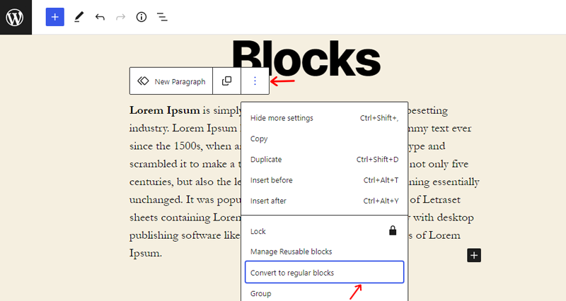 Convert to Normal Blocks