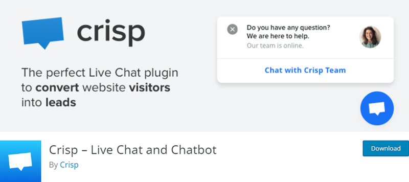 Crisp Live Chat - Best Chatbot WordPress Plugins