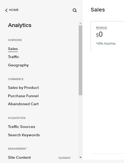 Analytics in Squarespace